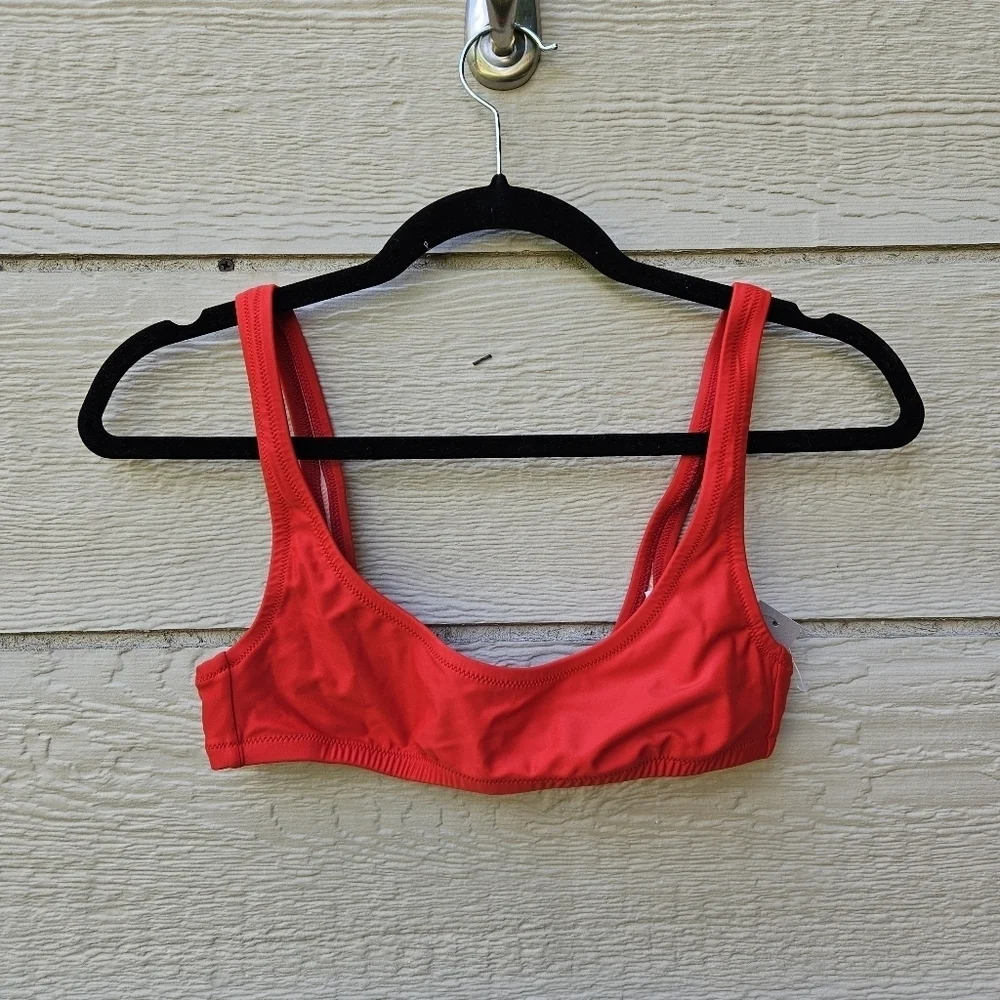 NWT J. Crew heritage scoopneck bikini top size XS red